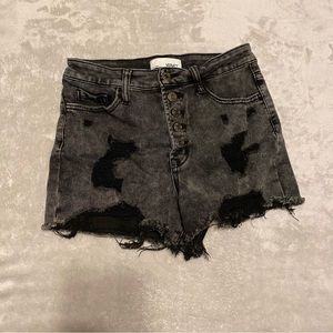 Black “Destroyed” Jean Shorts